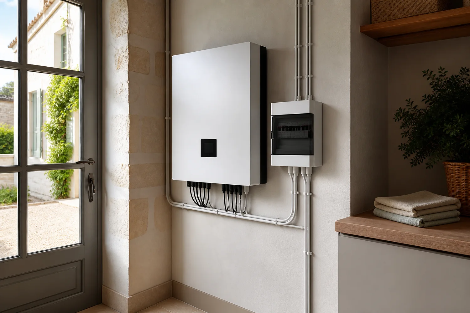 Onduleur photovoltaïque et protections électriques installés proprement